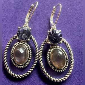 Napier silver tone rope style drop earrings with synthetic